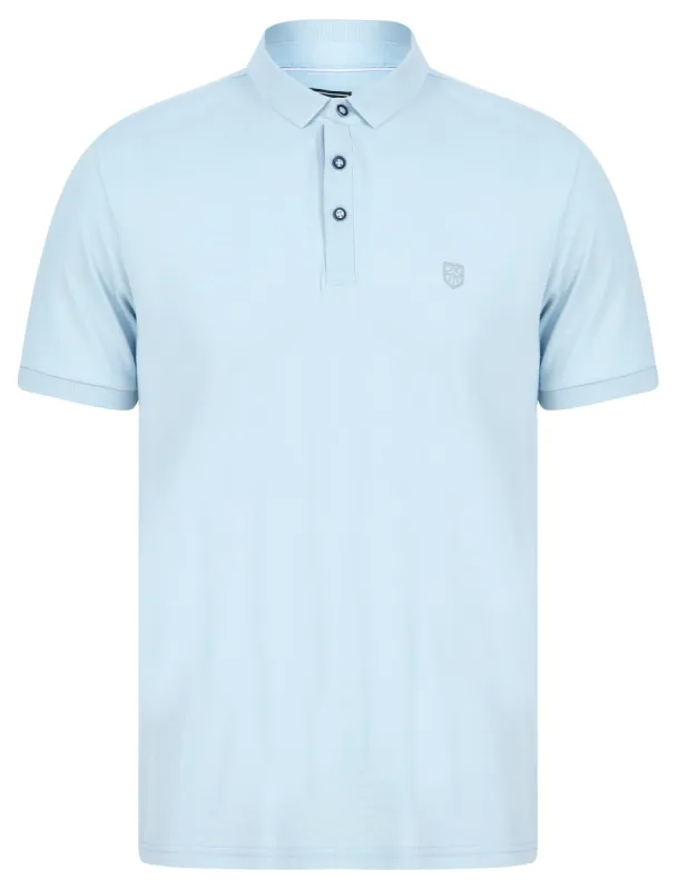 Penfold Cotton Rich Woven Polo Shirt in Delicate Blue - Kensington Eastside sold by Tokyo Laundry