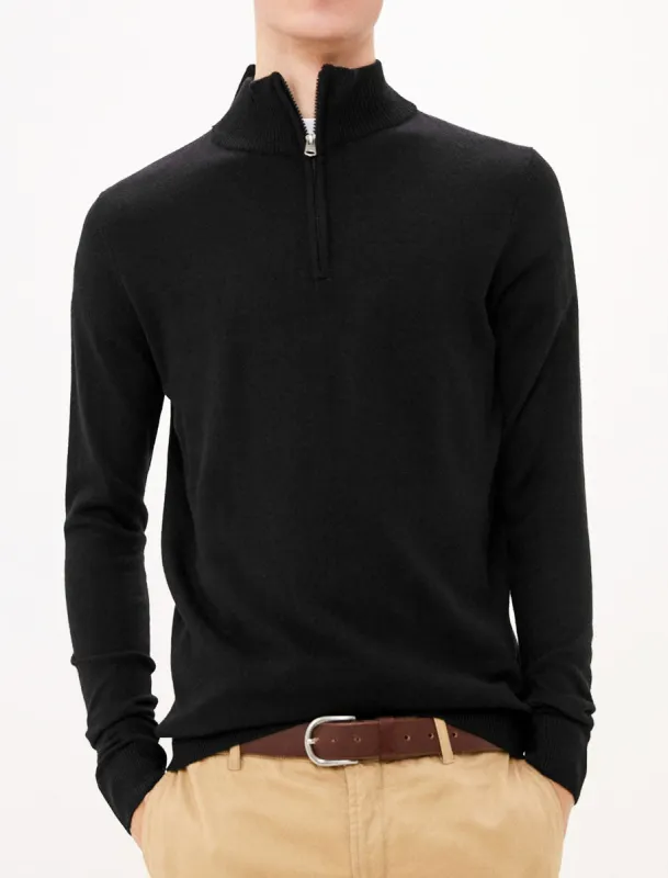 Hitchcock Half Zip Neck Cashmilon Knit Jumper in Black - Kensington Eastside made by Tokyo Laundry