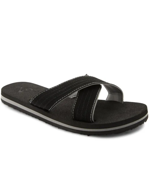 Reuben Crossover Flip Flop Sandals in Black / Grey - Dunlop sold by Tokyo Laundry