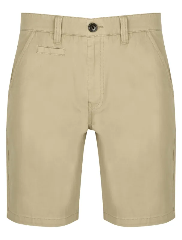 Orian Cotton Twill Chino Shorts with Stretch In Stone - South Shore sold by Tokyo Laundry