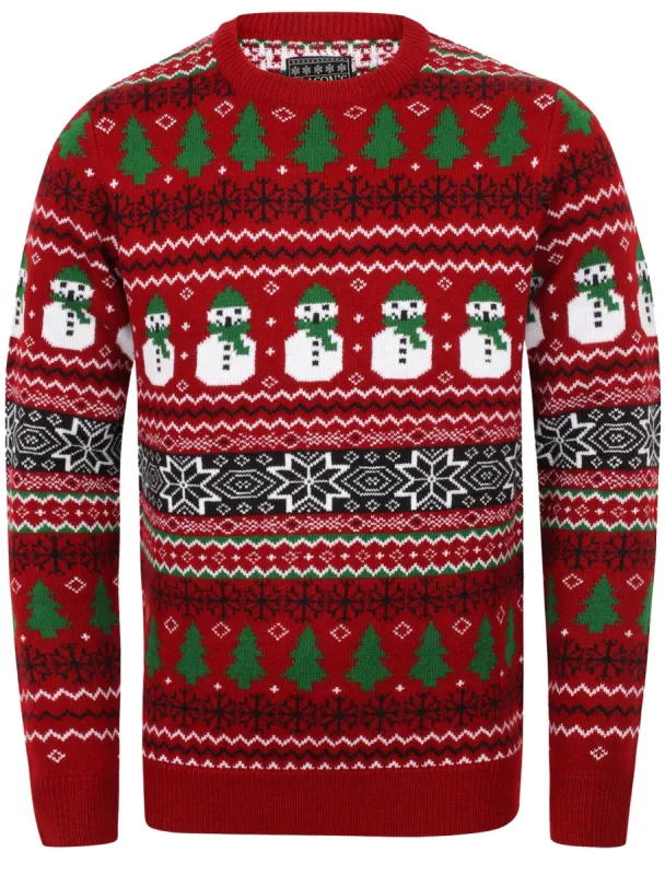 Snow Paper Novelty Christmas Jumper In Christmas Red - Season's Greetings sold by Tokyo Laundry