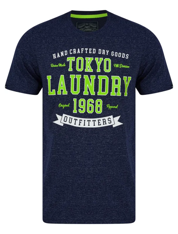 Social Motif Microstripe Cotton Jersey T-Shirt in Navy - Tokyo Laundry sold by Tokyo Laundry