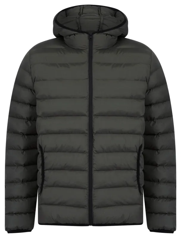 Tamary Quilted Puffer Jacket with Hood in Khaki - Tokyo Laundry sold by Tokyo Laundry