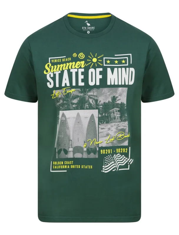 Summer State Motif Cotton Jersey T-Shirt in Mallard Green - South Shore sold by Tokyo Laundry