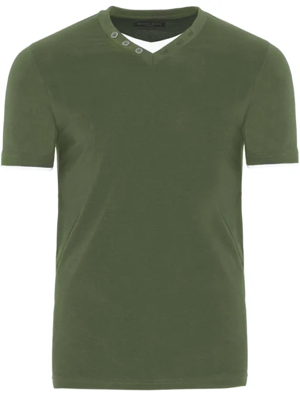 FableC Mock Insert Short Sleeve T-Shirt in Khaki sold by Tokyo Laundry