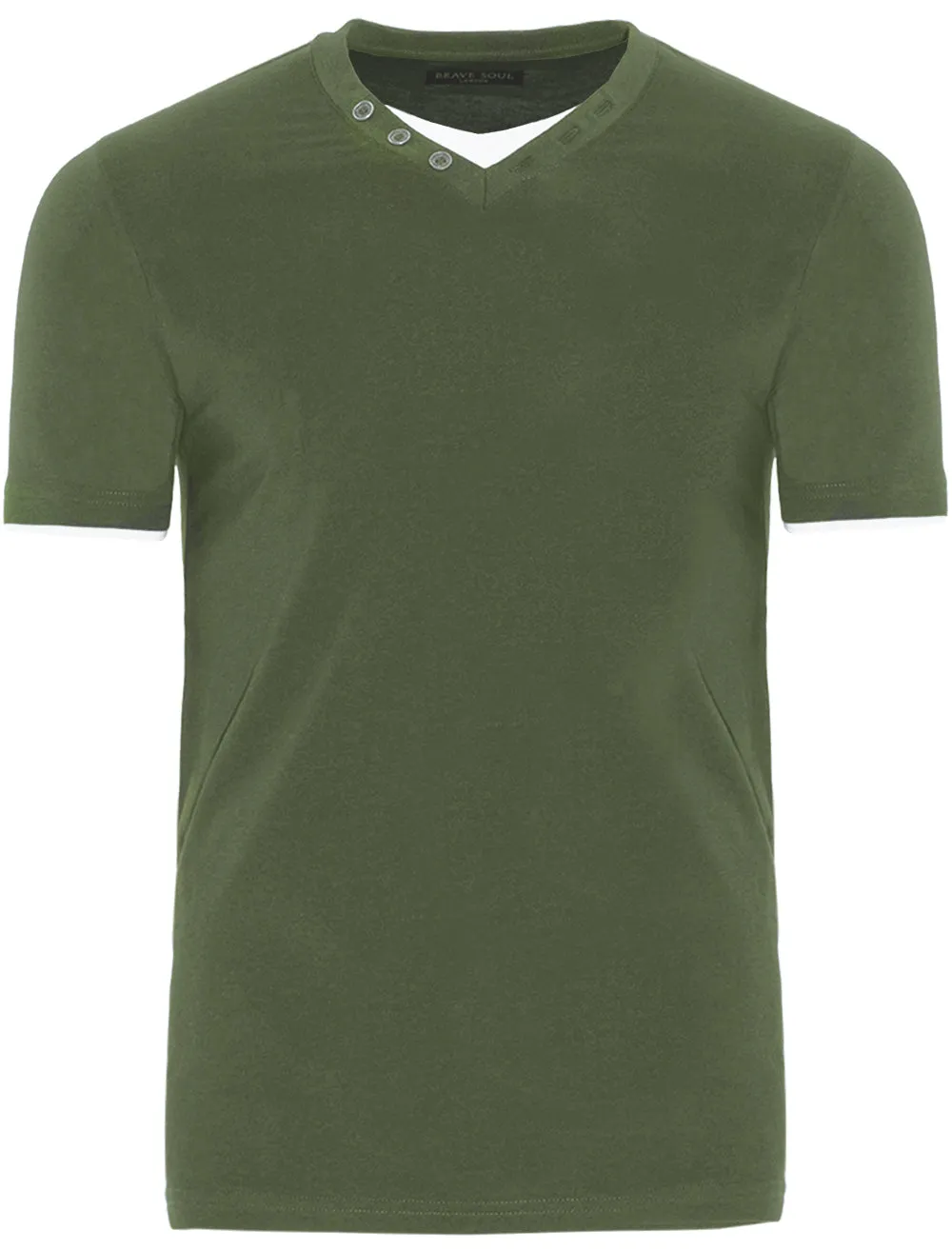 FableC Mock Insert Short Sleeve T-Shirt in Khaki sold by Tokyo Laundry