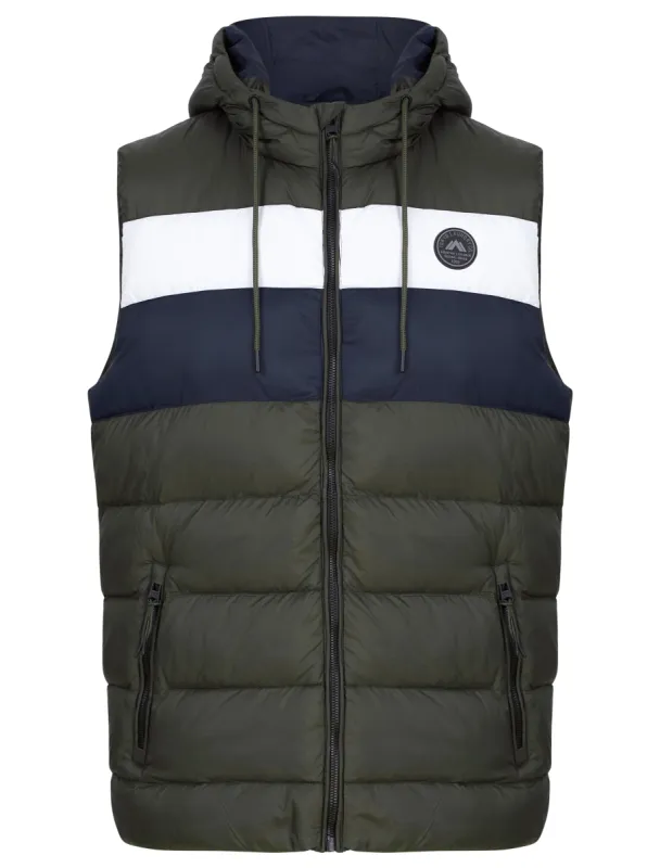 Therius Micro Fleece Lined Quilted Puffer Gilet with Hood in Sky Captain Navy - Tokyo Laundry sold by Tokyo Laundry
