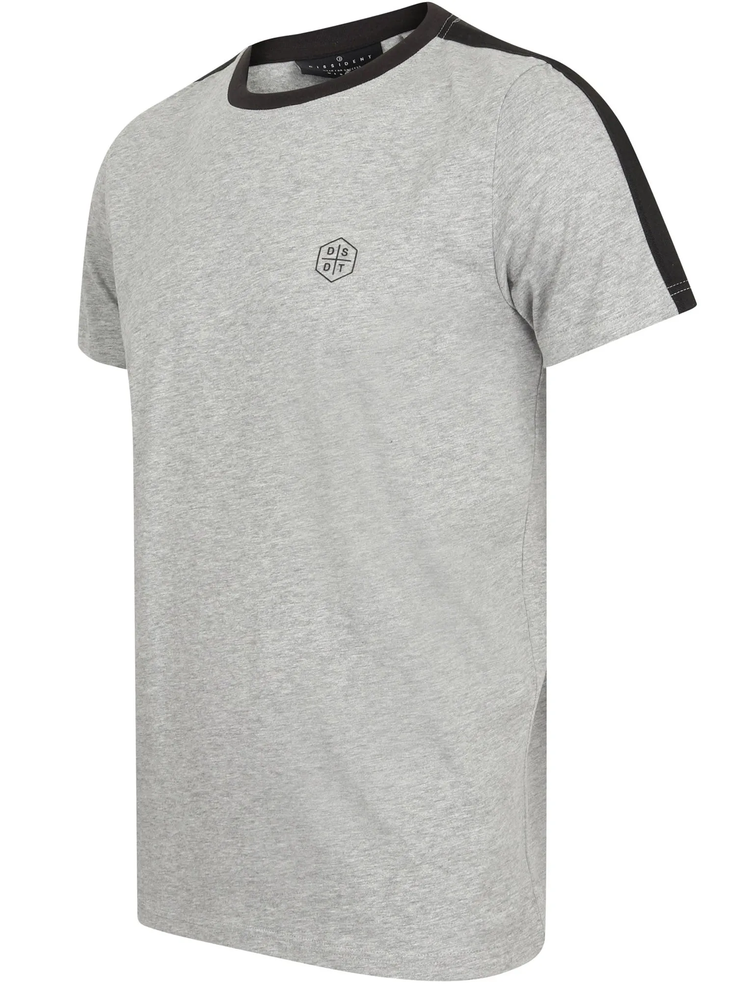 Kara Cotton Jersey T-Shirt with Tape Detail Sleeves In Light Grey Marl - Dissident sold by Tokyo Laundry