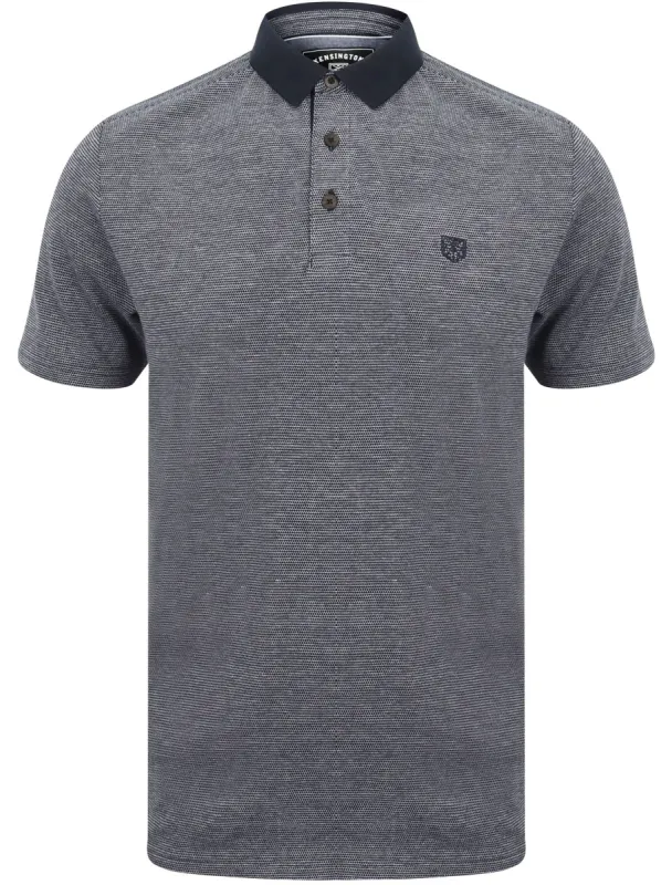 Norfolk Cotton Textured Jersey Polo Shirt in Sky Captain Navy - Kensington Eastside sold by Tokyo Laundry