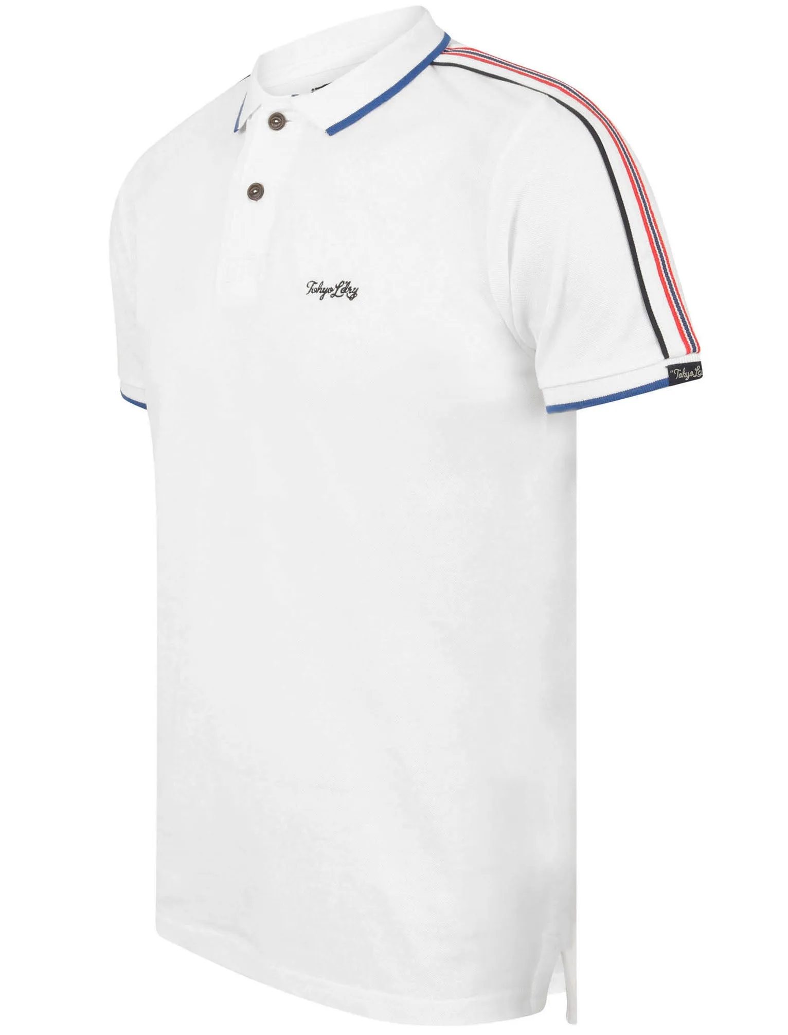 Hitch Cotton Pique Polo Shirt with Stripe Tape Detail In Bright White - Tokyo Laundry sold by Tokyo Laundry product image thumbnail 3