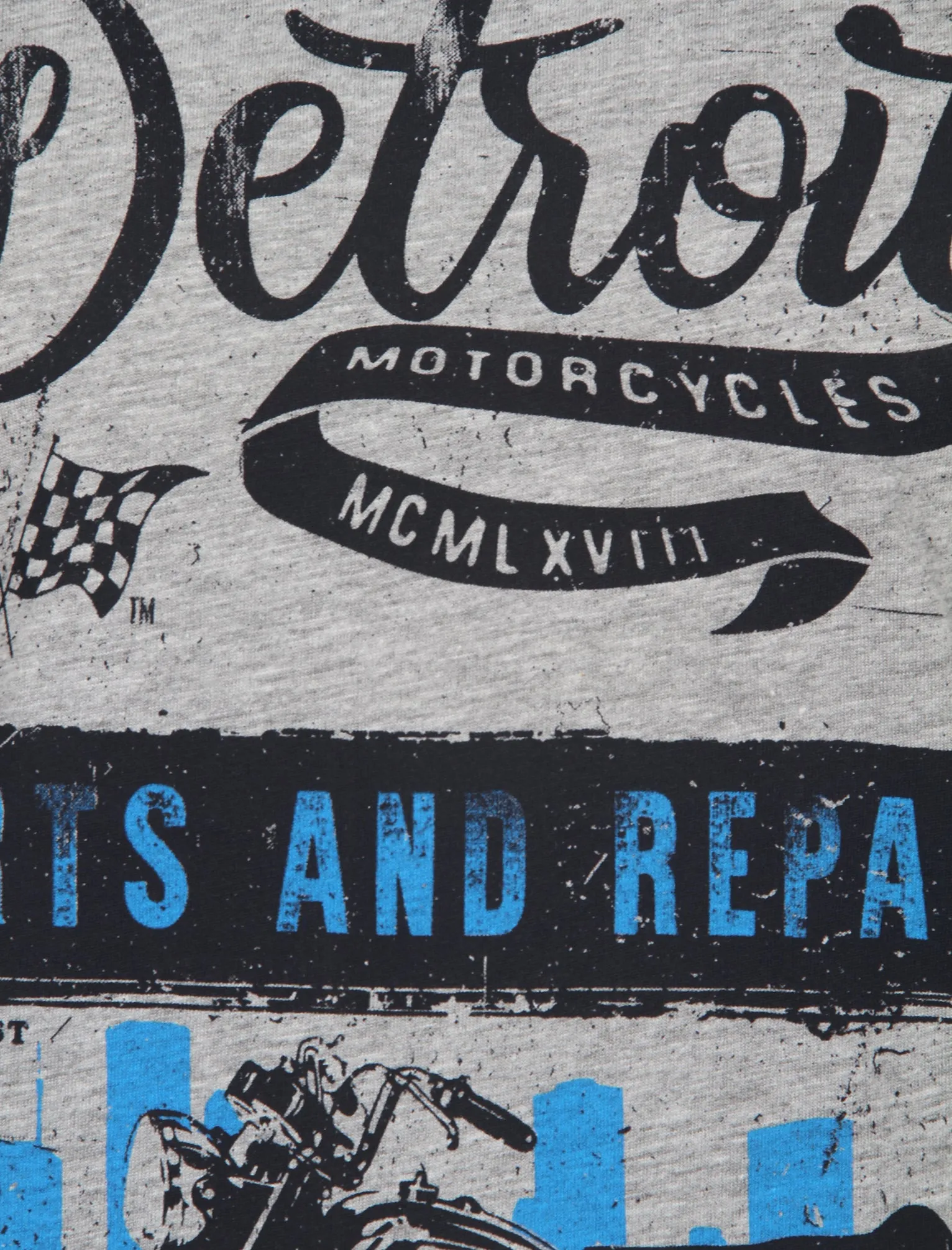 Marty Detroit Motorbike Print T-Shirt in Light Grey Marl - South Shore sold by Tokyo Laundry product image thumbnail 3