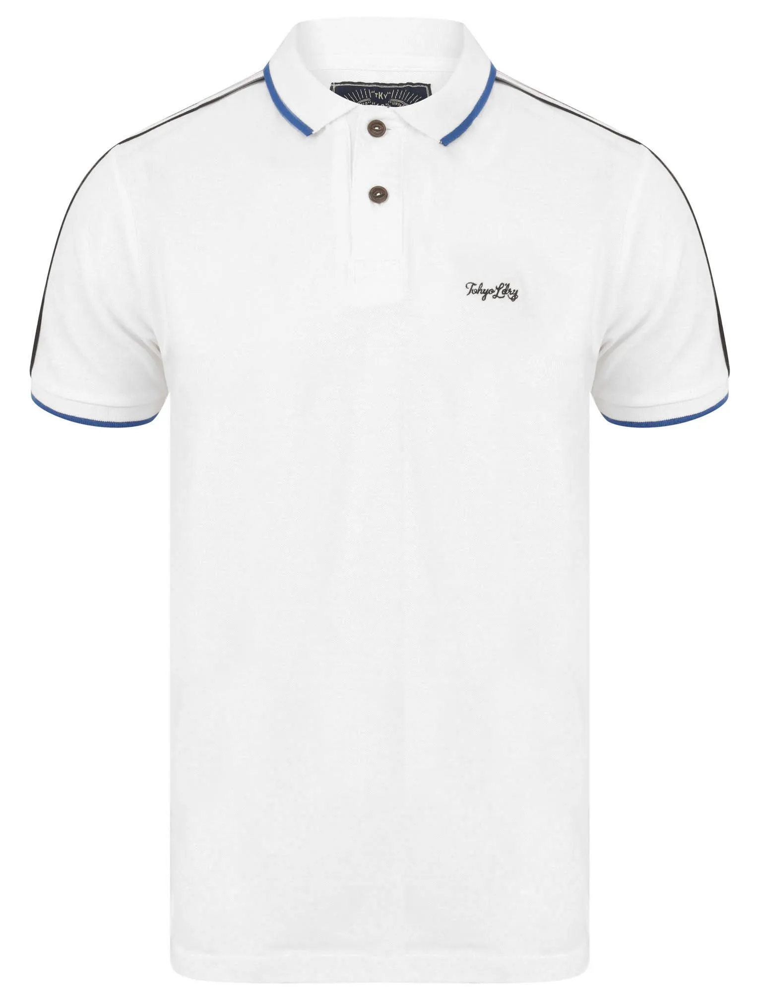 Hitch Cotton Pique Polo Shirt with Stripe Tape Detail In Bright White - Tokyo Laundry sold by Tokyo Laundry product image thumbnail 4