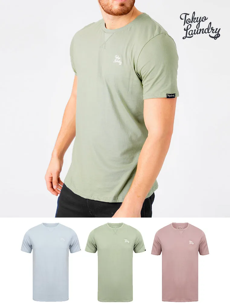 Essentials (3 Pack) Crew Neck Cotton T-Shirts In Ash Mauve / Green Bay / Kentucky Blue - Tokyo Laundry sold by Tokyo Laundry