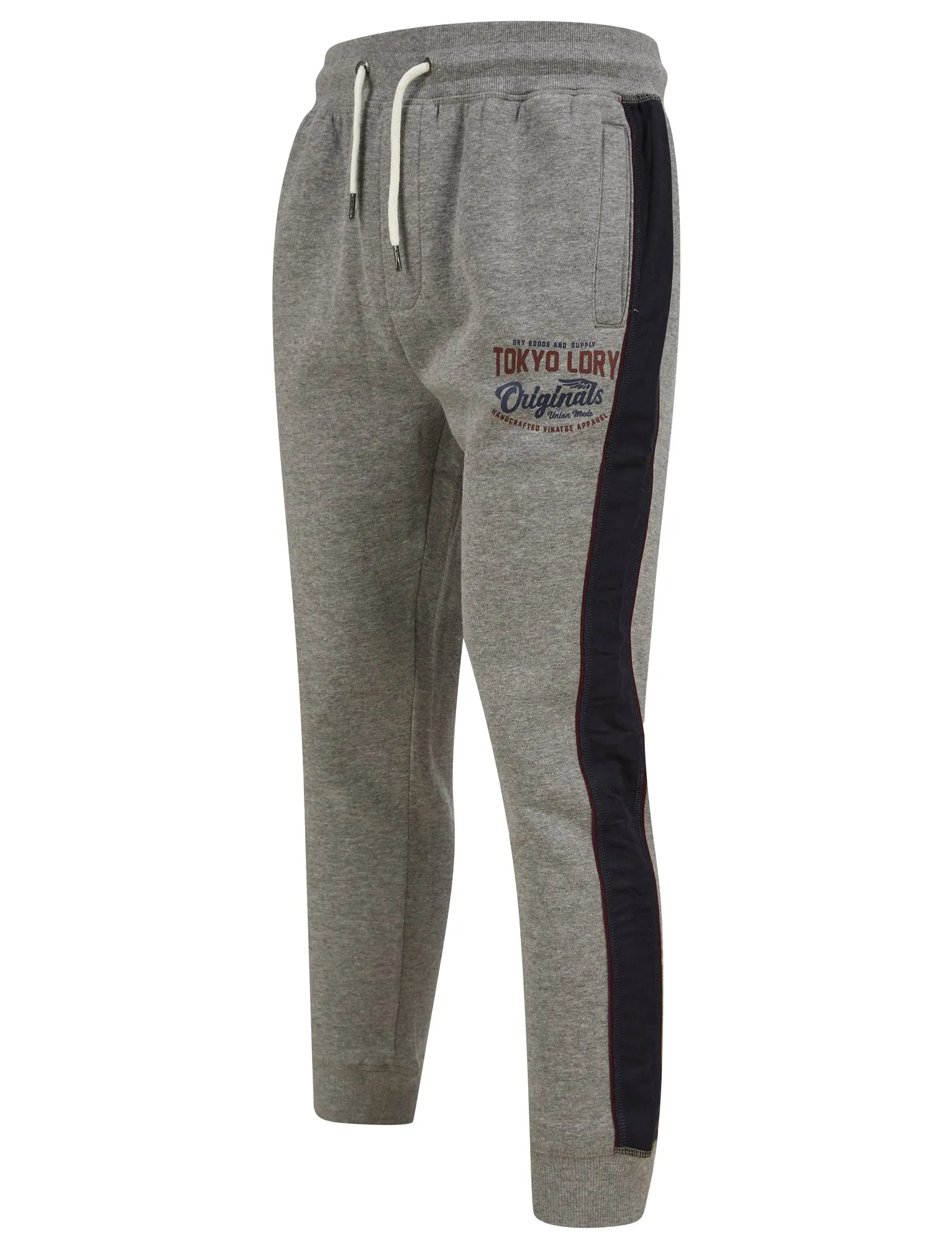 Travel Cuffed Joggers with Tape Detail in Mid Grey Marl - Tokyo Laundry sold by Tokyo Laundry