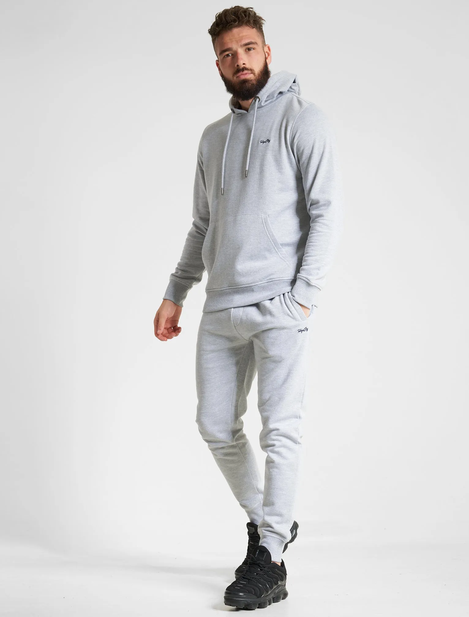 Palace Matching 2pc Hoody & Jogger Brushback Fleece Co-rd Set in Light Grey Marl - Tokyo Laundry sold by Tokyo Laundry