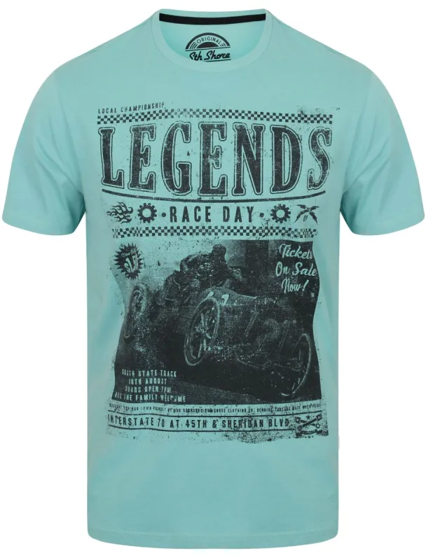 Legends Motif Crew Neck T-Shirt In Nile Blue - South Shore sold by Tokyo Laundry