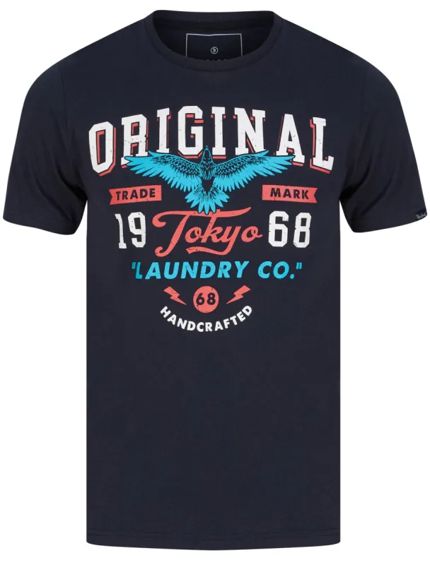 Original Flyer Motif Cotton Jersey T-Shirt in Sky Captain Navy - Tokyo Laundry sold by Tokyo Laundry