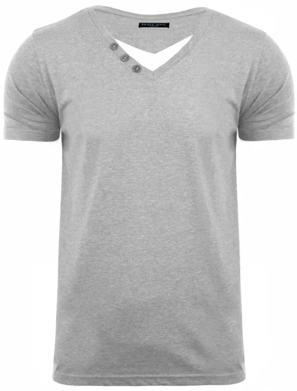 FableC Mock Insert Short Sleeve T-Shirt in Grey Marl sold by Tokyo Laundry