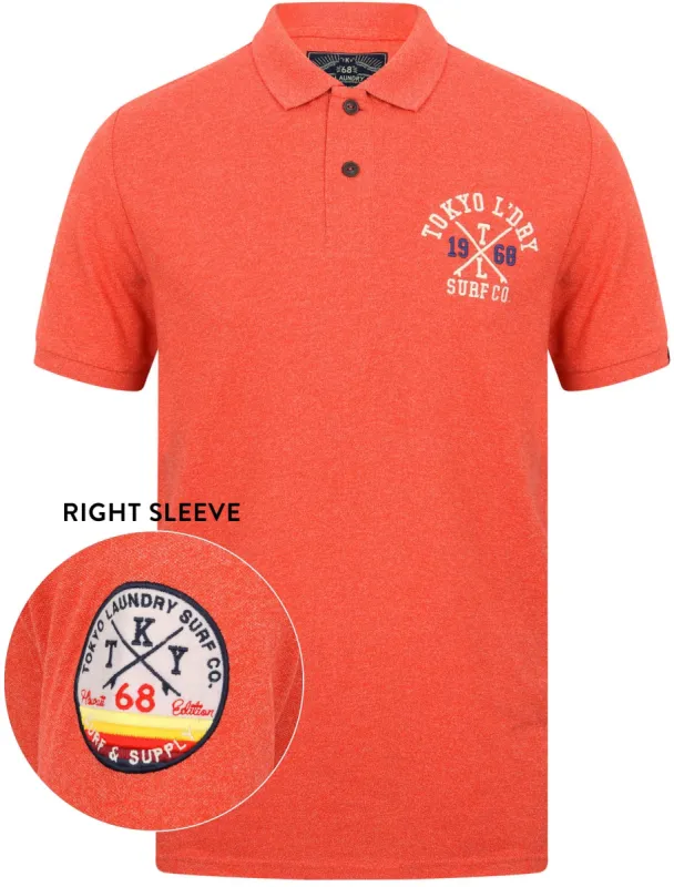 Albany Cove Applique Cotton Grindle Polo Shirt in Washed Red - Tokyo Laundry made by Tokyo Laundry