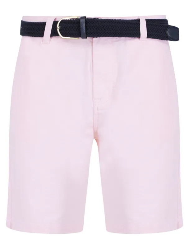 Armando Cotton Chino Shorts with Woven Belt in Pink Oxford - Tokyo Laundry sold by Tokyo Laundry