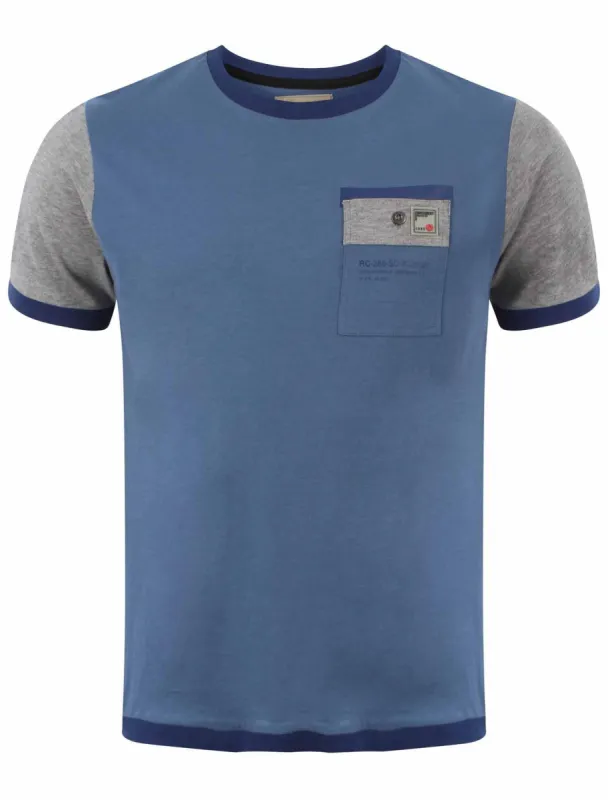 Dissident ZOO5 Crew Neck cotton T-Shirt in Vintage Blue sold by Tokyo Laundry
