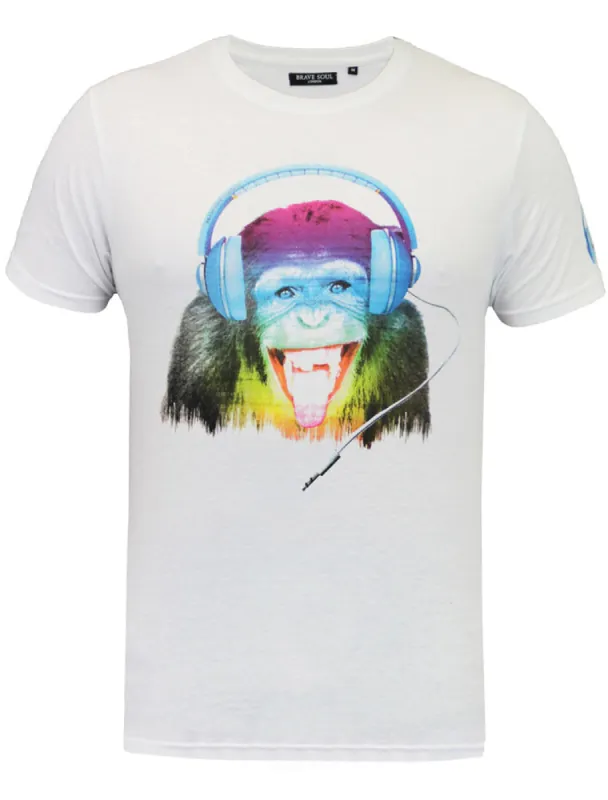 Monkey Print Motif Crew Neck T-Shirt in White sold by Tokyo Laundry