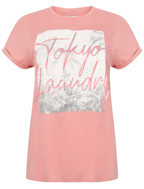 Milante Cotton T-Shirt with Turn-Up Sleeves In Brandied Apricot - Tokyo Laundry sold by Tokyo Laundry