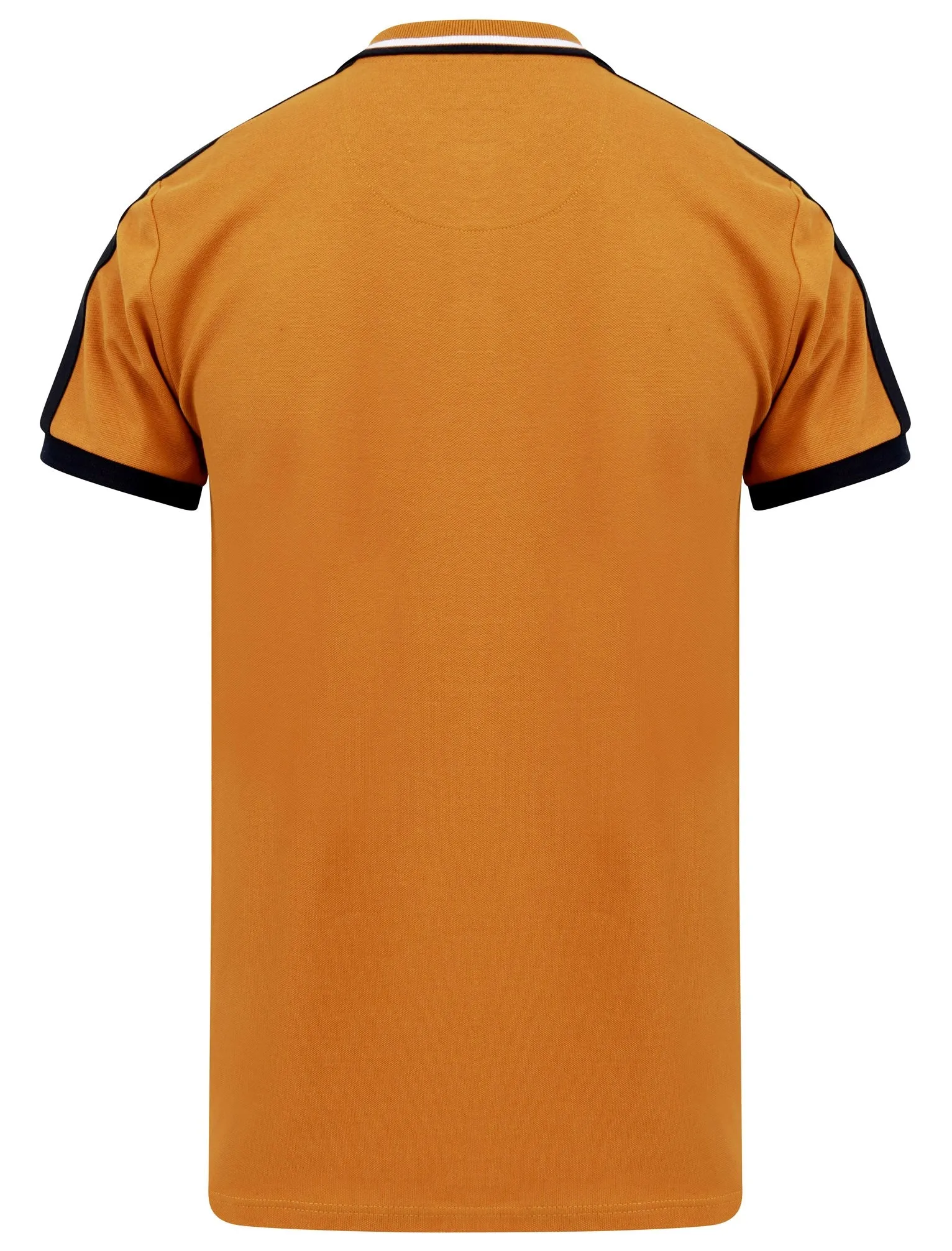 Crown Cotton Pique Polo Shirt with Racer Stripe Sleeves In Buckthorn Brown - Le Shark sold by Tokyo Laundry product image thumbnail 3