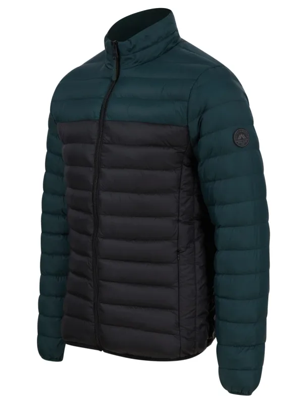 Inali Colour Block Funnel Neck Quilted Puffer Jacket with Fleece Lined Collar in Green Gables - Tokyo Laundry sold by Tokyo Laundry