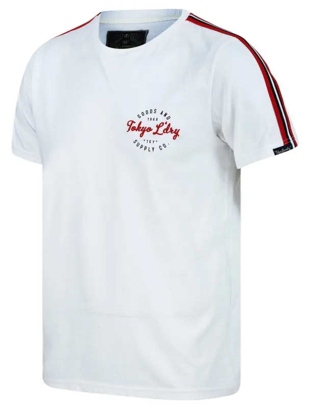 Taper Stripe Sleeve Cotton T-Shirt in Optic White - Tokyo Laundry sold by Tokyo Laundry