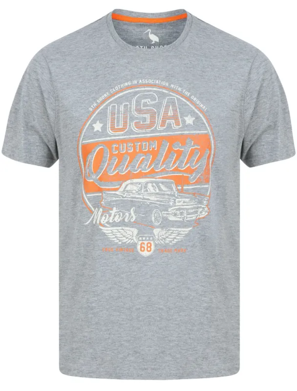 Custom Quality Motif Cotton Jersey T-Shirt in Mid Grey Marl - South Shore sold by Tokyo Laundry