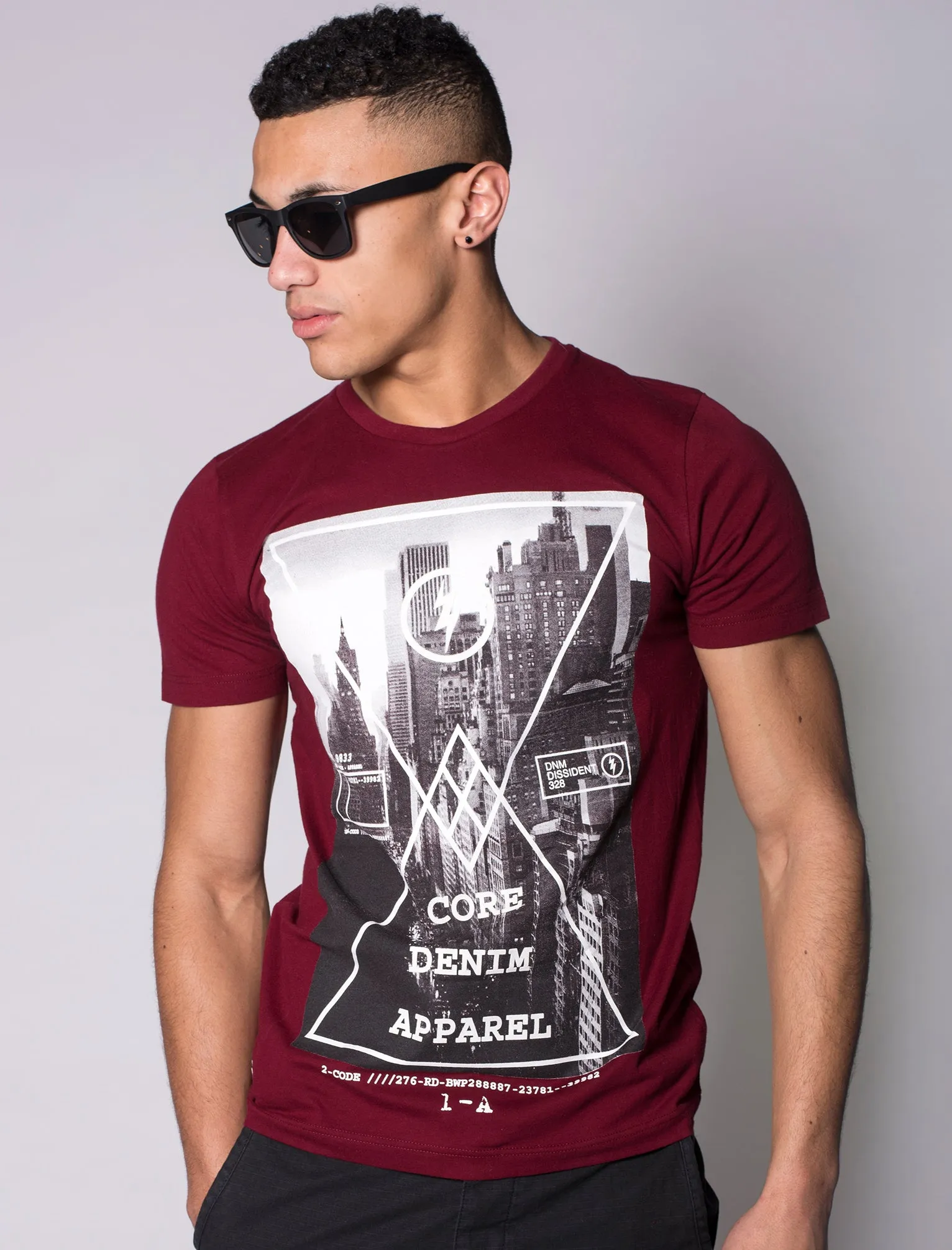 Crosser City Motif T-Shirt in Oxblood - Tokyo Laundry sold by Tokyo Laundry