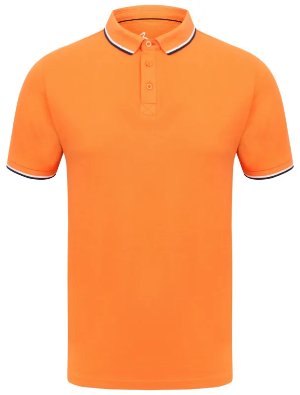 Rocky Bay Classic Cotton Pique Polo Shirt with Tipping In Orange - South Shore sold by Tokyo Laundry
