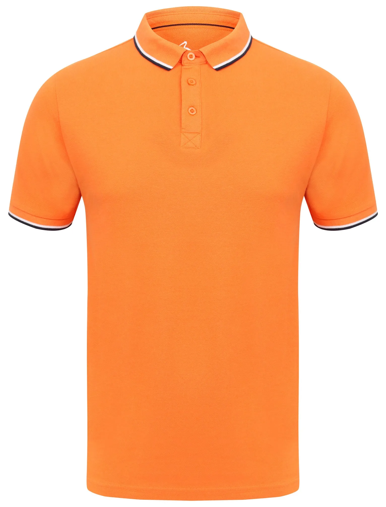 Rocky Bay Classic Cotton Pique Polo Shirt with Tipping In Orange - South Shore sold by Tokyo Laundry