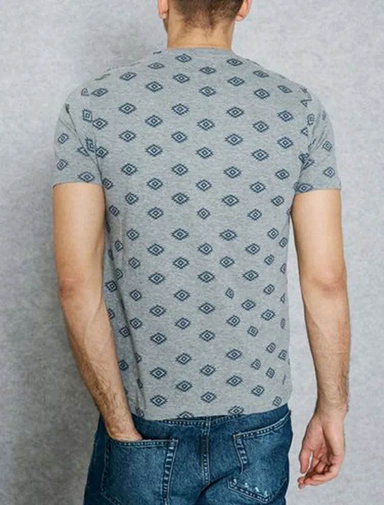 Berdan Aztec Print Crew Neck T-Shirt with Pocket in Grey Marl sold by Tokyo Laundry product image thumbnail 3