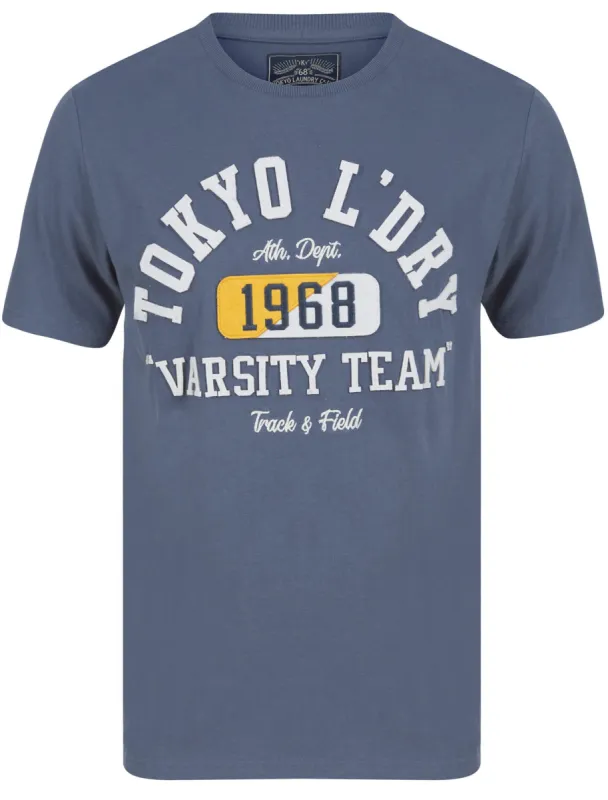 Varsity Team Motif Cotton Jersey T-Shirt In Vintage Indigo - Tokyo Laundry sold by Tokyo Laundry