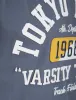 Varsity Team Motif Cotton Jersey T-Shirt In Vintage Indigo - Tokyo Laundry sold by Tokyo Laundry