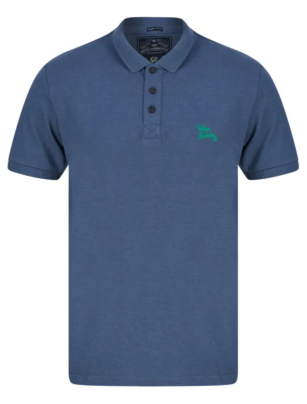 Marahau 3 Signature Cotton Pique Polo Shirt in Vintage Indigo Marl - Tokyo Laundry sold by Tokyo Laundry