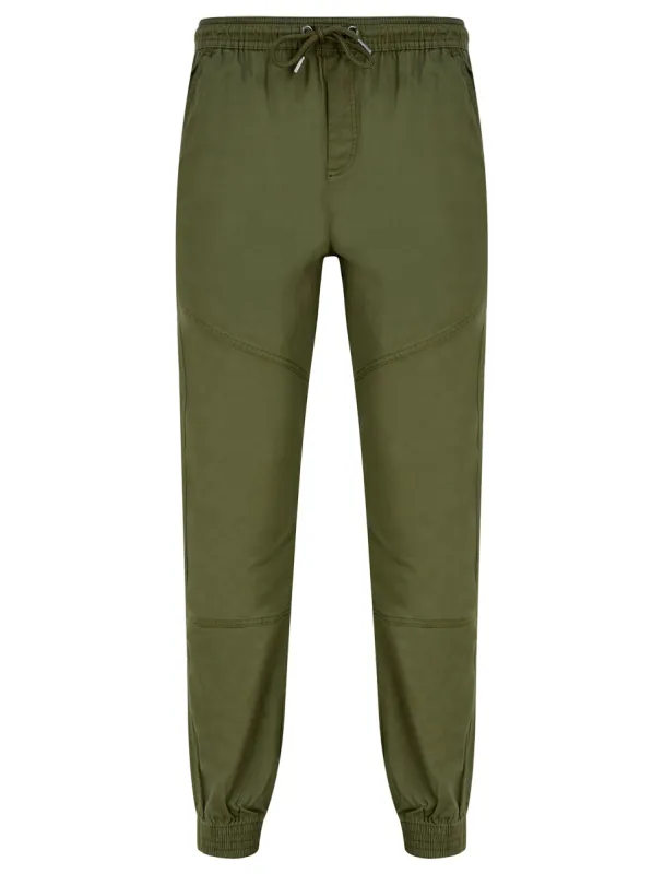 Portmany Stretch Cotton Twill Cuffed Cargo Jogger Pants in Dusty Olive - Tokyo Laundry sold by Tokyo Laundry