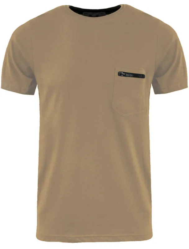 FaustianC Short Sleeve T-Shirt with Zip Chest Pocket in Mushroom sold by Tokyo Laundry