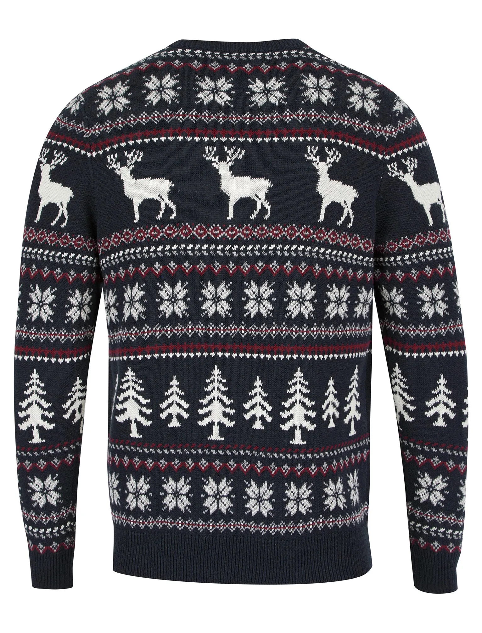Men's Stag Jacquard Nordic Fair Isle Knitted Christmas Jumper in Navy - Merry Christmas sold by Tokyo Laundry product image thumbnail 2