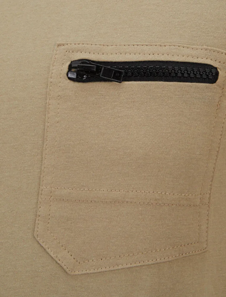 FaustianC Short Sleeve T-Shirt with Zip Chest Pocket in Mushroom sold by Tokyo Laundry product image thumbnail 3