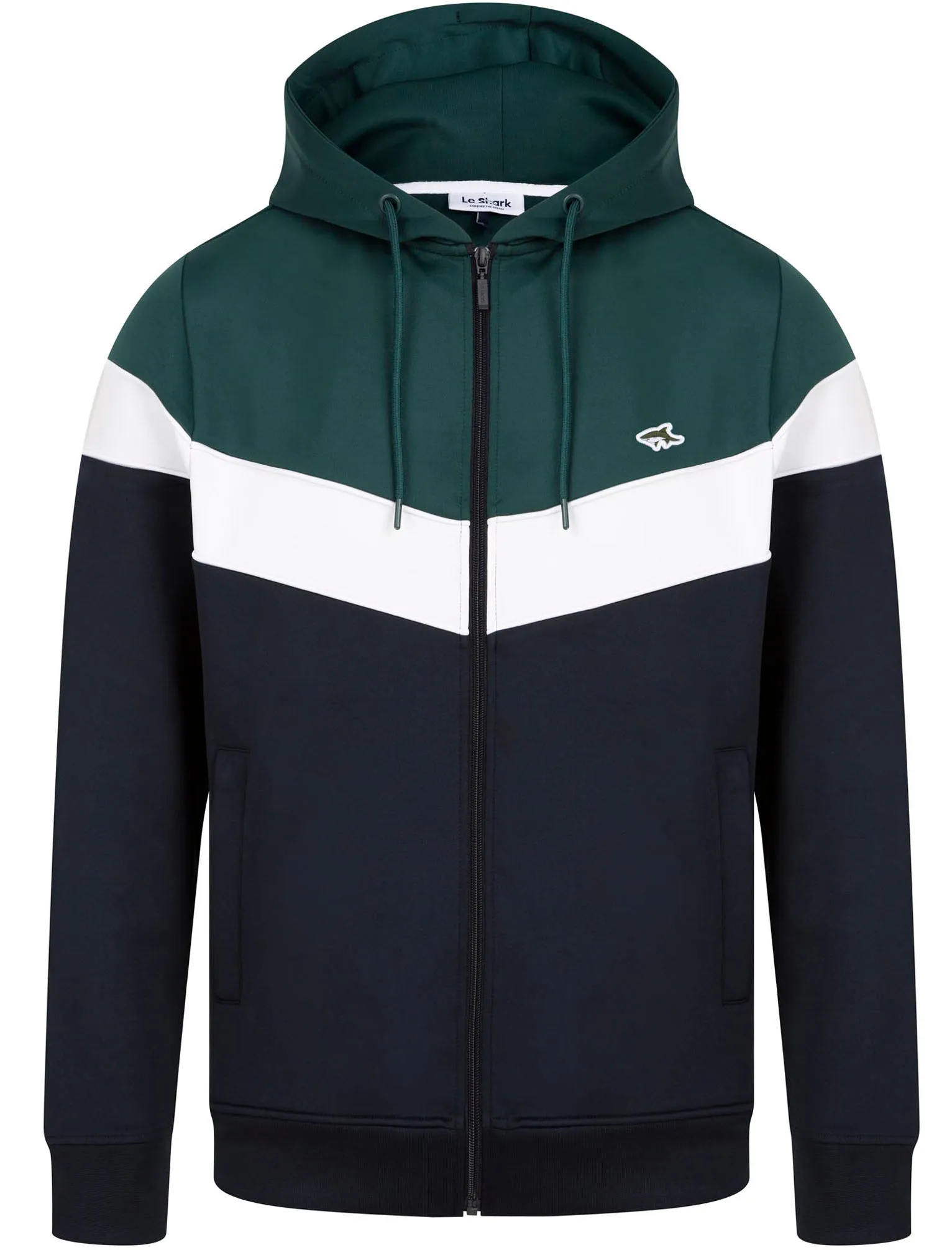 Lynch Colour Block Zip Through Hoodie In Sky Captain Navy / Green - Le Shark sold by Tokyo Laundry