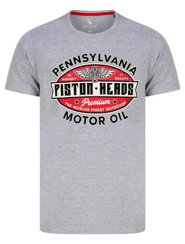 Nashville Wings Motif Cotton Jersey T-Shirt in Light Grey Marl - South Shore sold by Tokyo Laundry