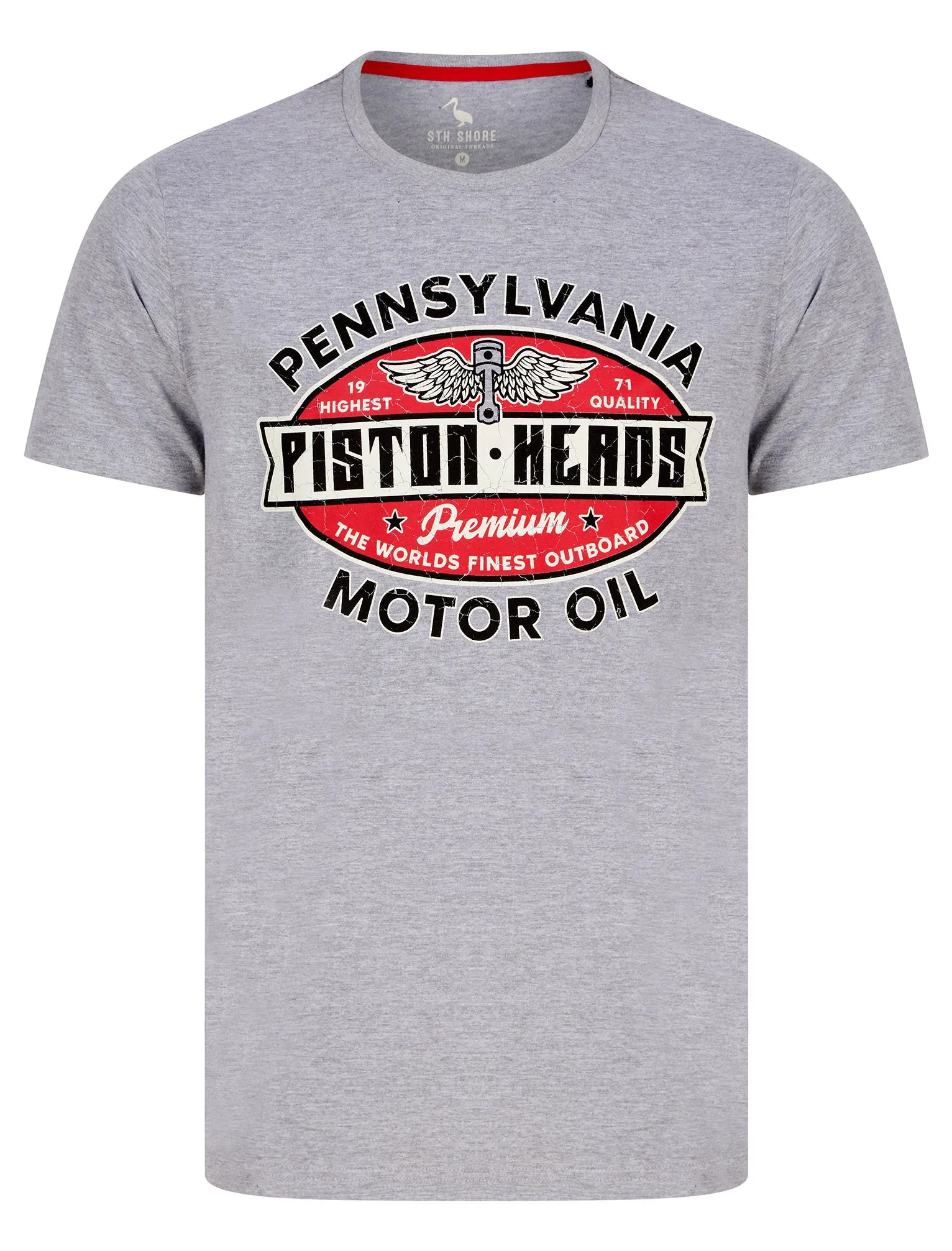 Nashville Wings Motif Cotton Jersey T-Shirt in Light Grey Marl - South Shore sold by Tokyo Laundry