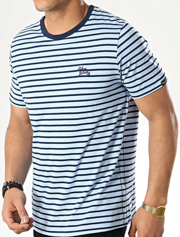 Pacora Grindle Stripe Cotton T-Shirt In Angel Falls Blue - Tokyo Laundry sold by Tokyo Laundry