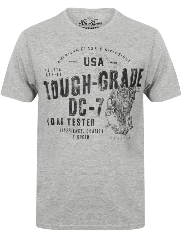 Tough Grade Motif T-Shirt in Light Grey Marl - South Shore sold by Tokyo Laundry