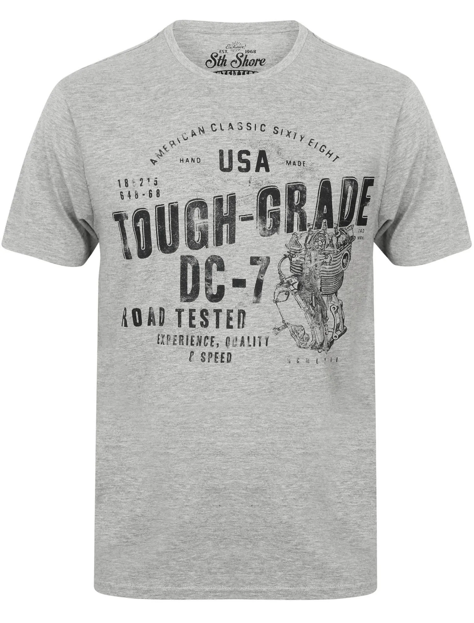 Tough Grade Motif T-Shirt in Light Grey Marl - South Shore sold by Tokyo Laundry