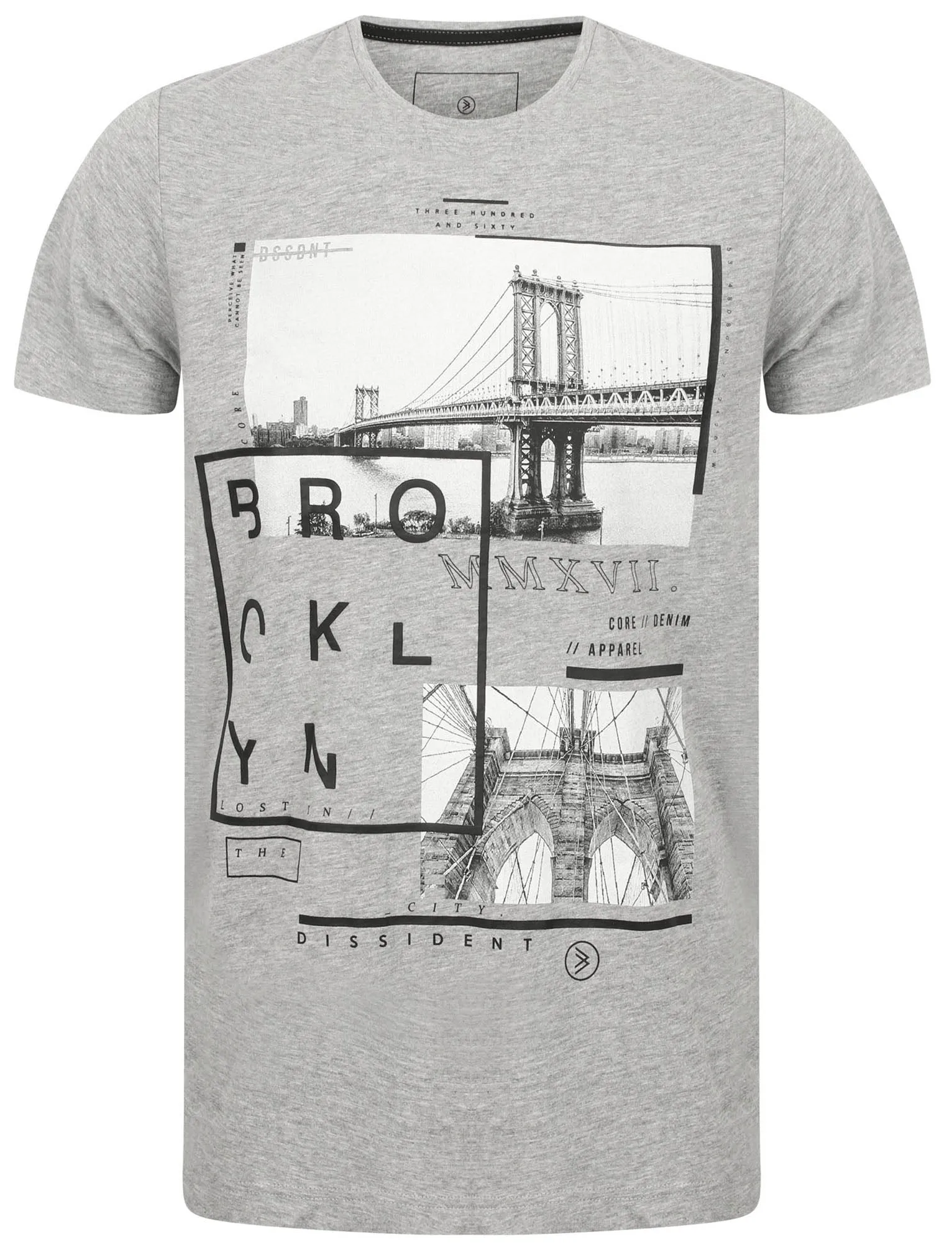 Bro Brooklyn Graphic Motif Cotton T-Shirt In Light Grey Marl - Dissident sold by Tokyo Laundry