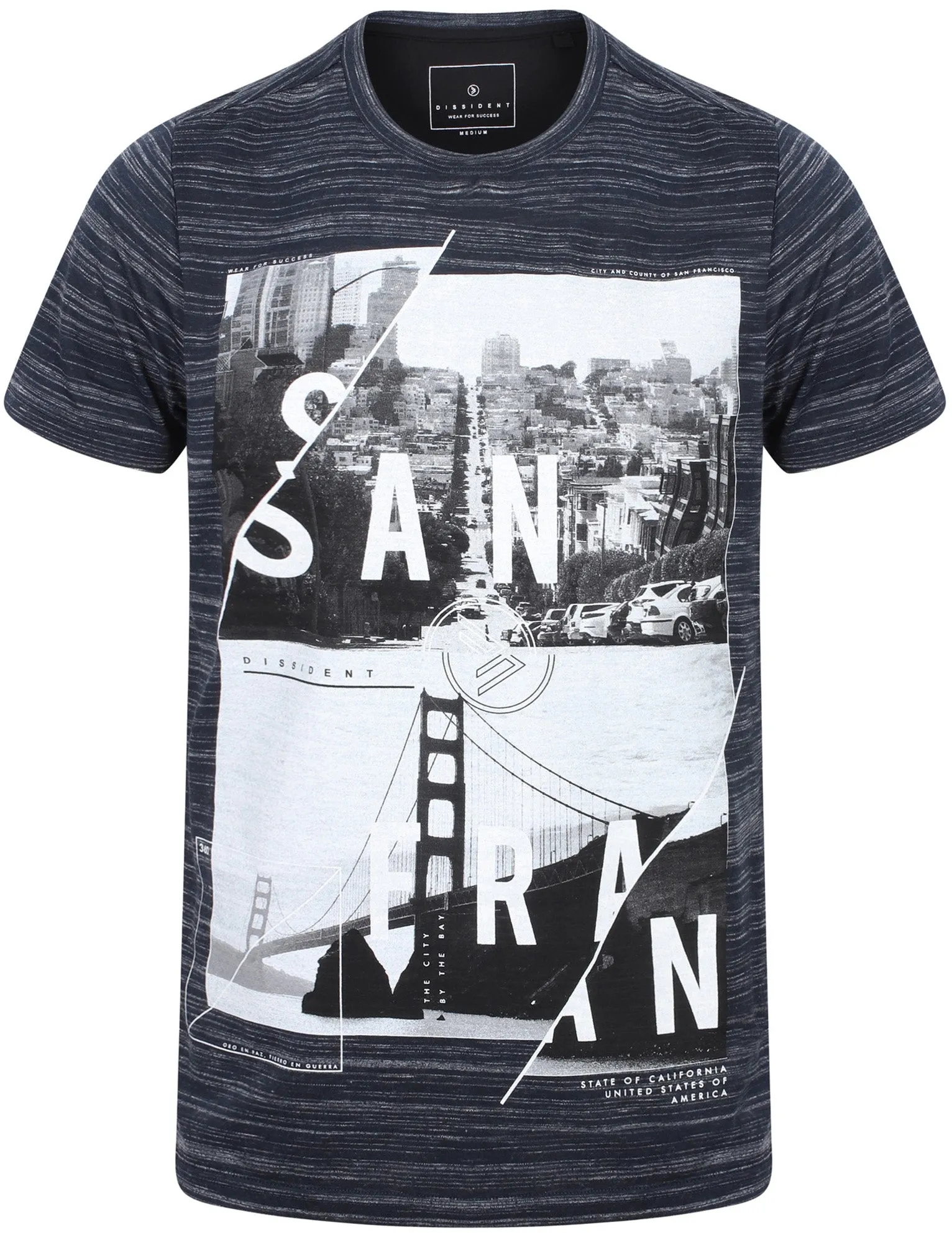 San Fran Split Motif Space Dye Crew Neck T-Shirt In Navy - Dissident sold by Tokyo Laundry product image thumbnail 4